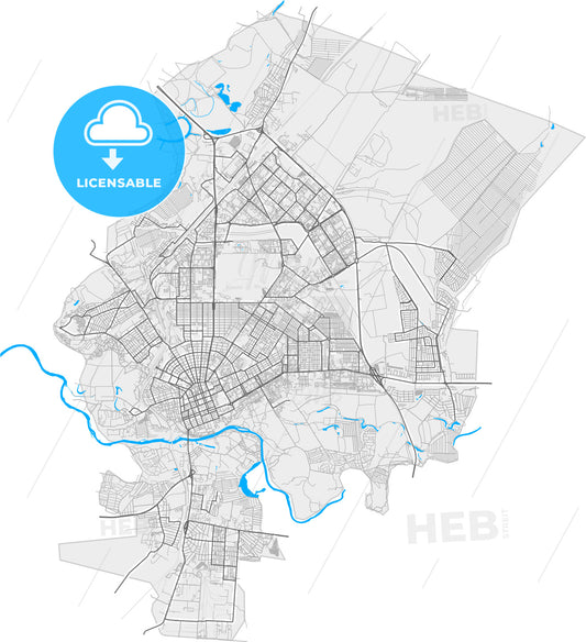 Orenburg, Orenburg Oblast, Russia, high quality vector map