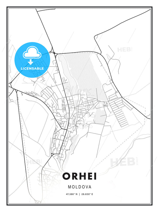 Orhei, Moldova, Modern Print Template in Various Formats - HEBSTREITS Sketches