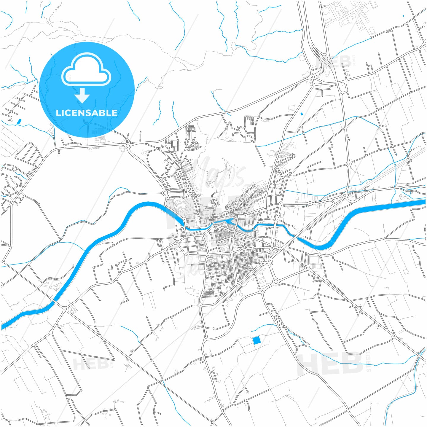 Orihuela, Alicante, Spain, city map with high quality roads.