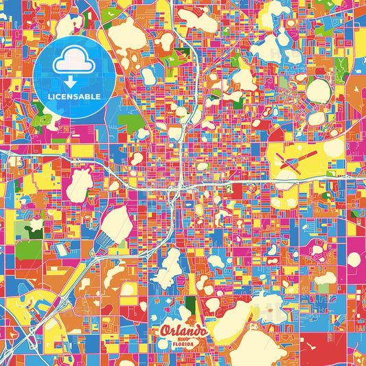 Orlando, United States Crazy Colorful Street Map Poster Template - HEBSTREITS Sketches