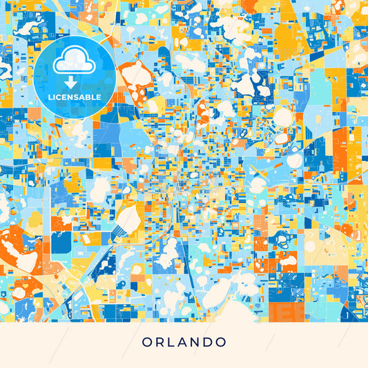 Orlando colorful map poster template