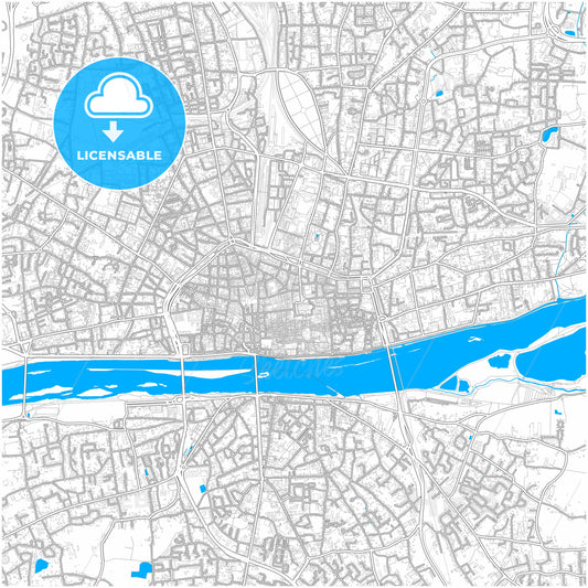 Orléans, Loiret, France, city map with high quality roads.