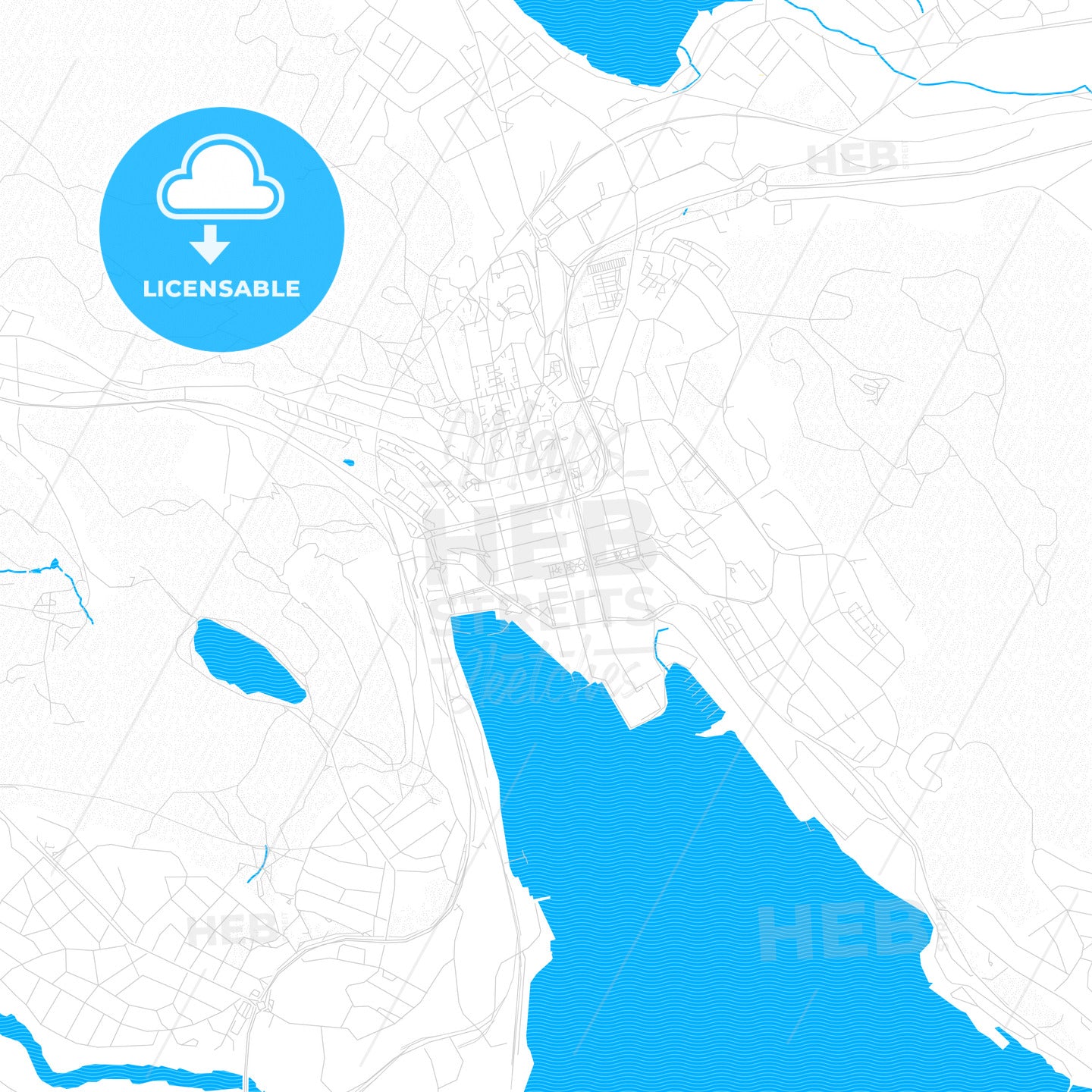 Örnsköldsvik, Sweden PDF vector map with water in focus