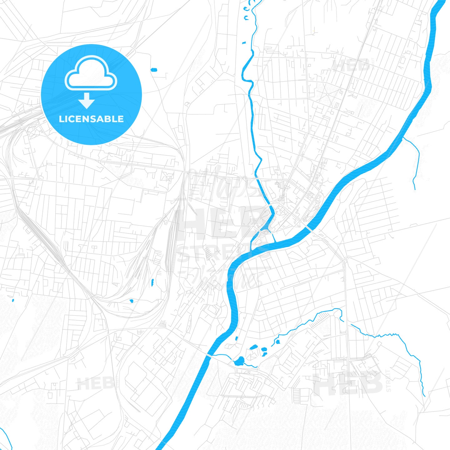Orsha, Belarus PDF vector map with water in focus