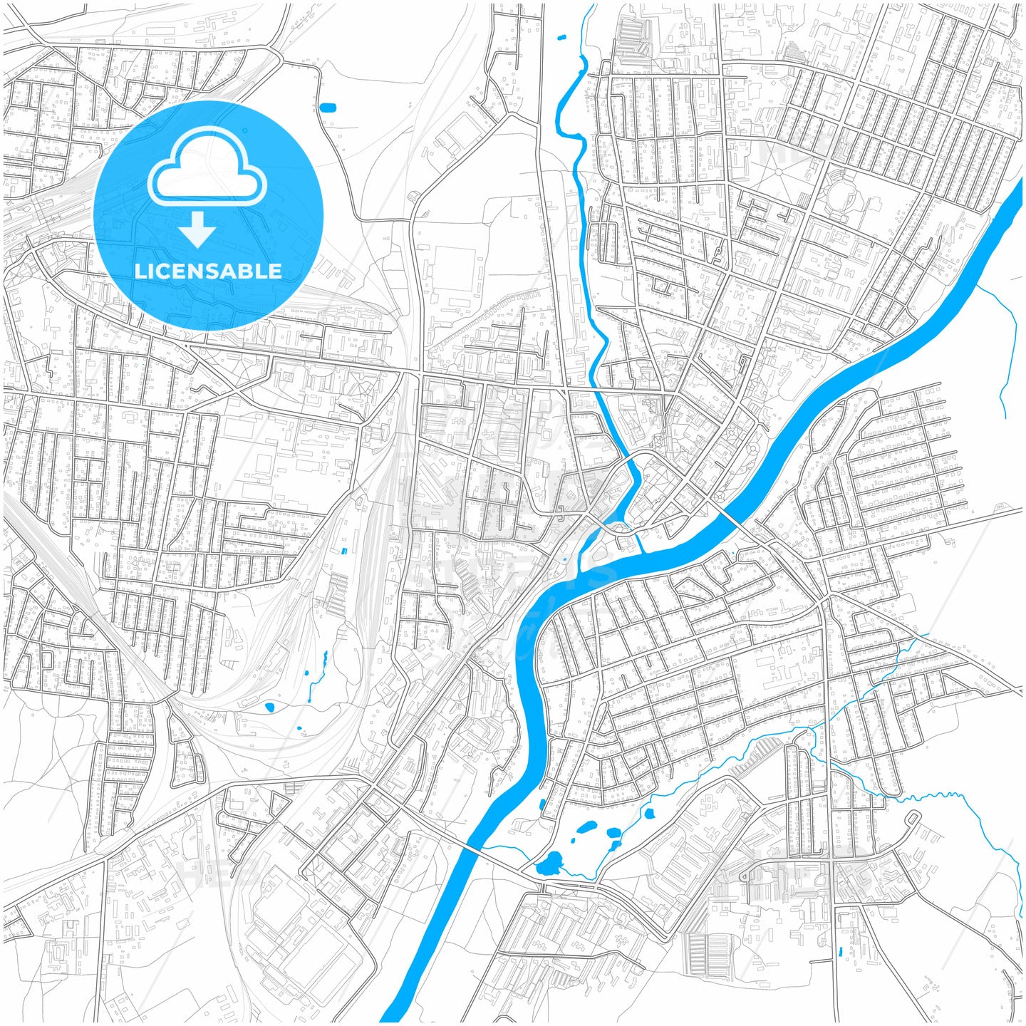 Orsha, Voblasć, Belarus, city map with high quality roads.