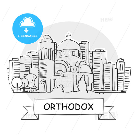 Orthodox hand-drawn urban vector sign – instant download