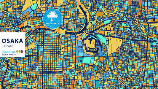 Osaka, Japan, Colorful Vector Artmap