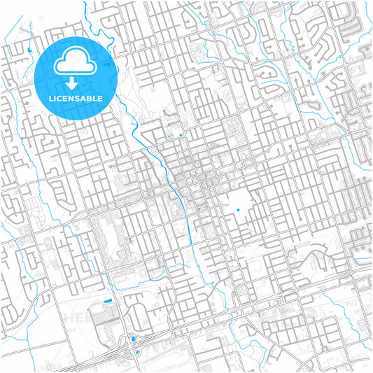 Oshawa, Ontario, Canada, city map with high quality roads.