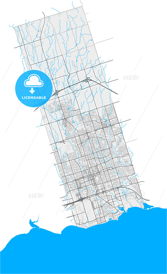 Oshawa, Ontario, Canada, high quality vector map