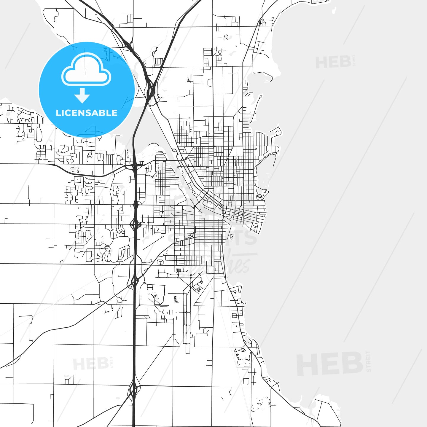 Oshkosh, Wisconsin - Area Map - Light