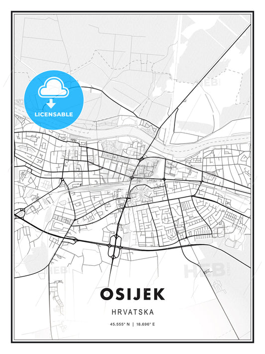 Osijek, Croatia, Modern Print Template in Various Formats - HEBSTREITS Sketches