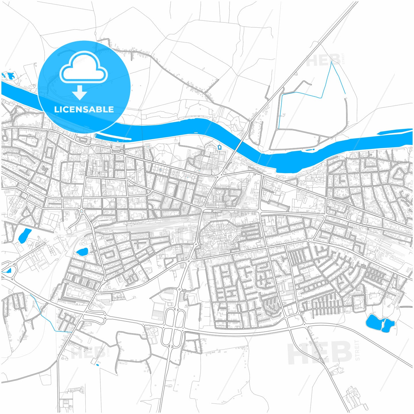 Osijek, Croatia, city map with high quality roads.
