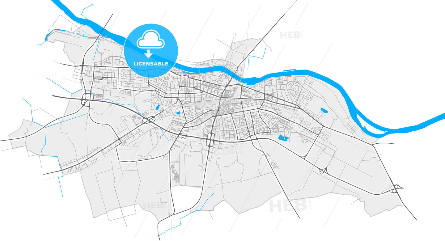 Osijek, Osijek-Baranja, Croatia, high quality vector map