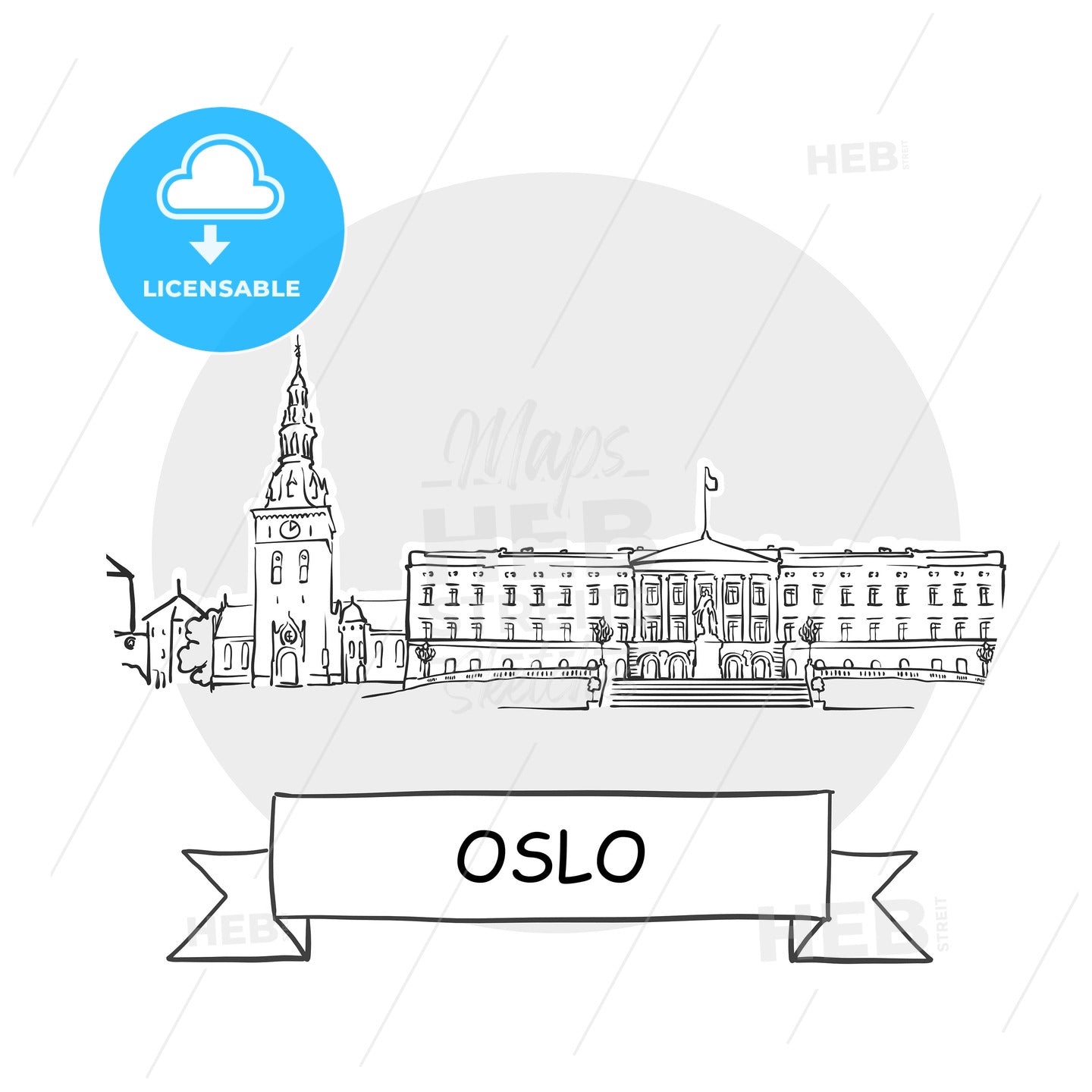 Oslo Cityscape Vector Sign – instant download