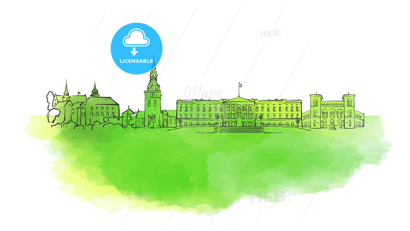 Oslo Colorful Landmark Banner – instant download