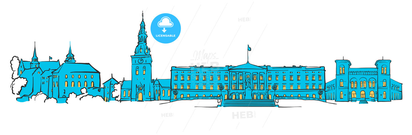 Oslo, Norway, Colored Panorama – instant download