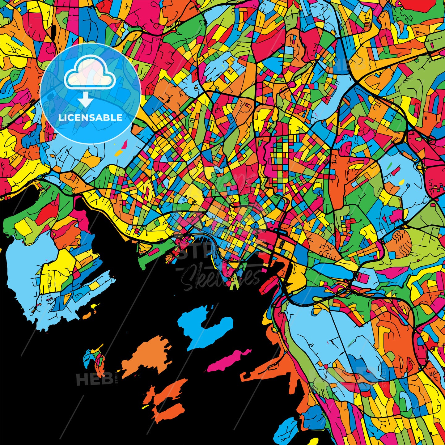 Oslo Norway Colorful Map