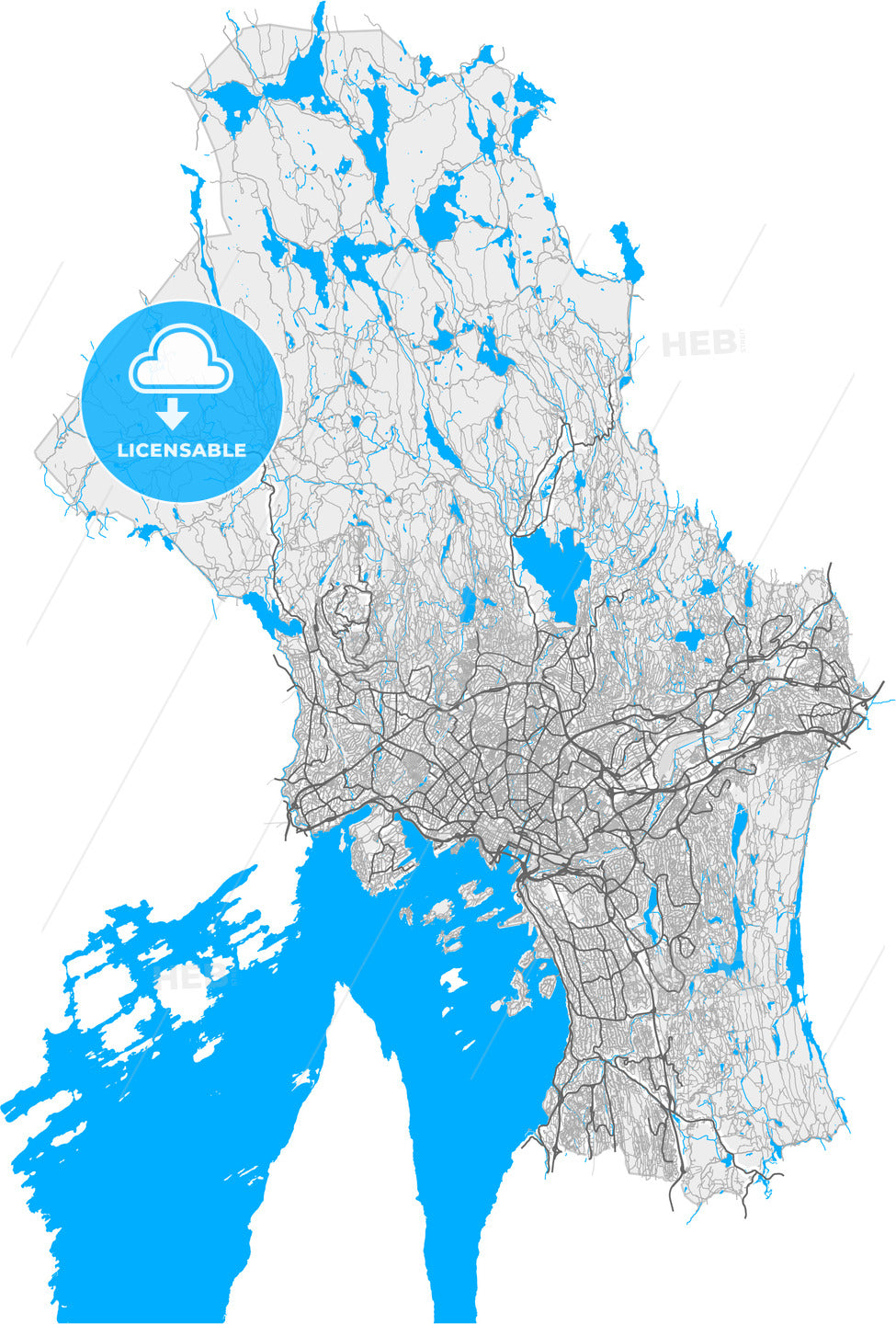 Oslo, Oslo, Norway, high quality vector map