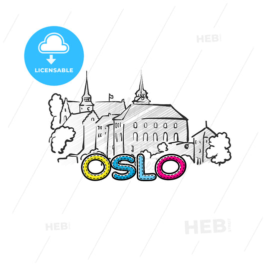 Oslo beautiful sketched icon – instant download