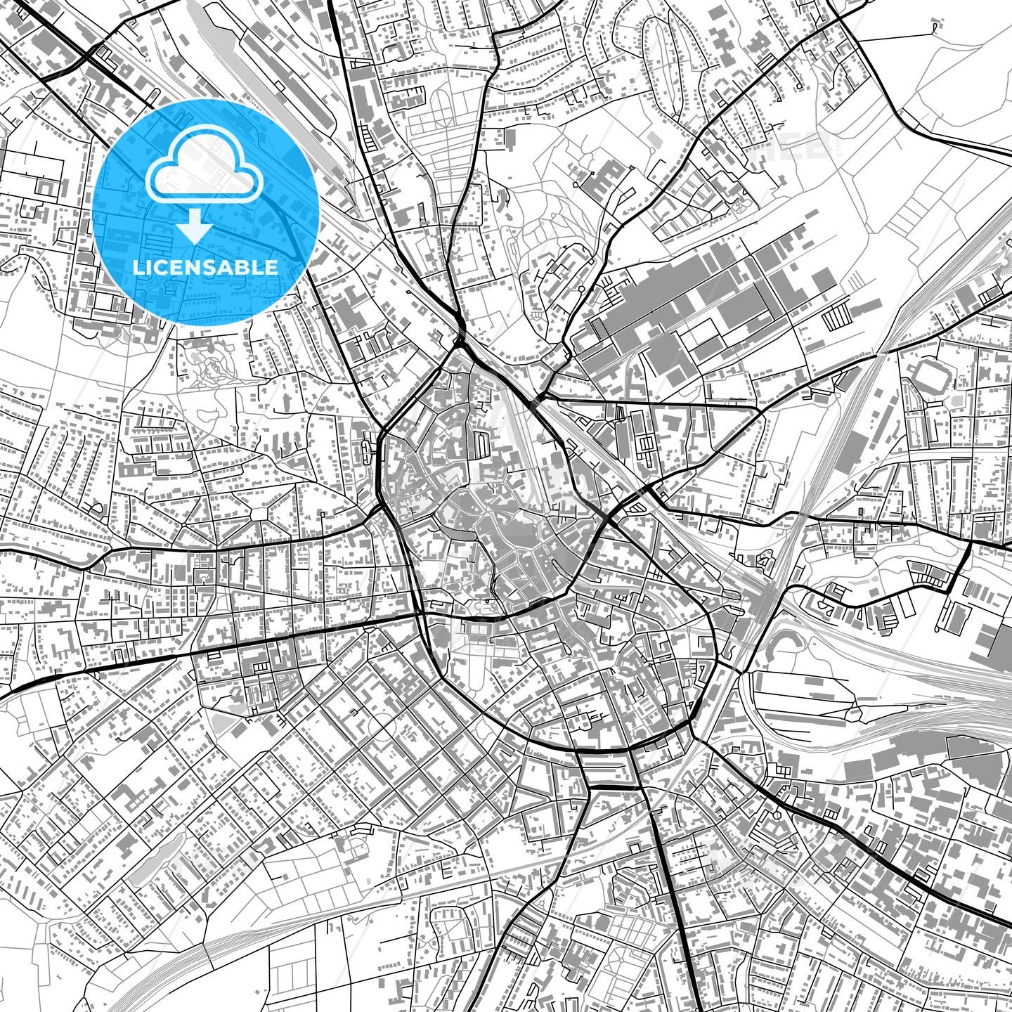 Osnabrück, Germany, vector map with buildings
