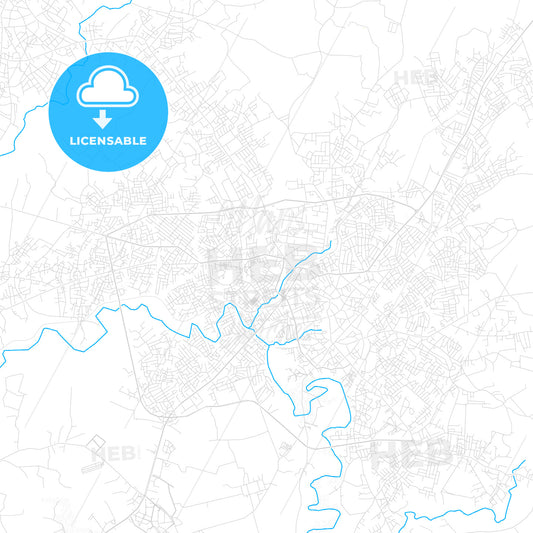 Osogbo, Nigeria PDF vector map with water in focus