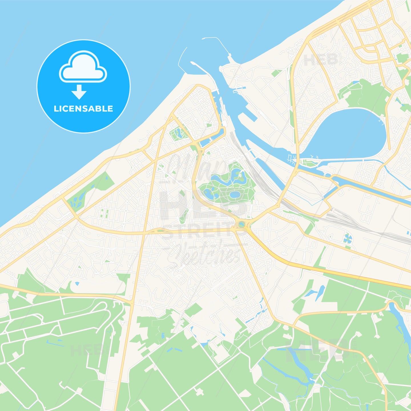 Ostend , Belgium Vector Map - Classic Colors