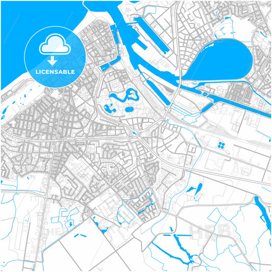 Ostend, West Flanders, Belgium, city map with high quality roads.