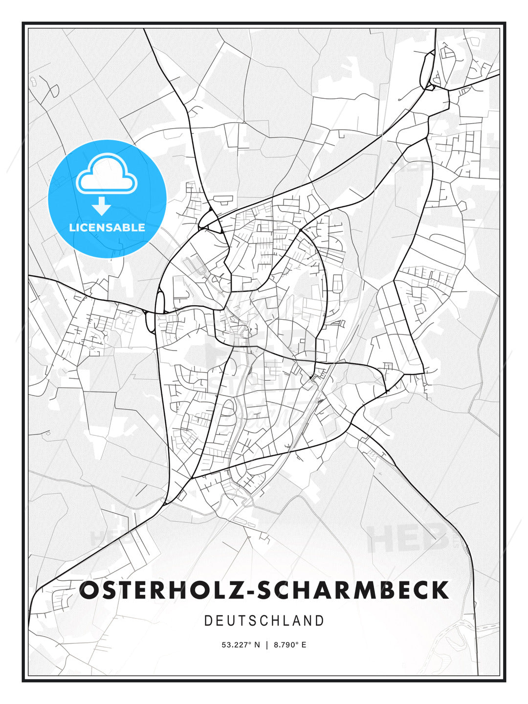 Osterholz-Scharmbeck, Germany, Modern Print Template in Various Formats - HEBSTREITS Sketches
