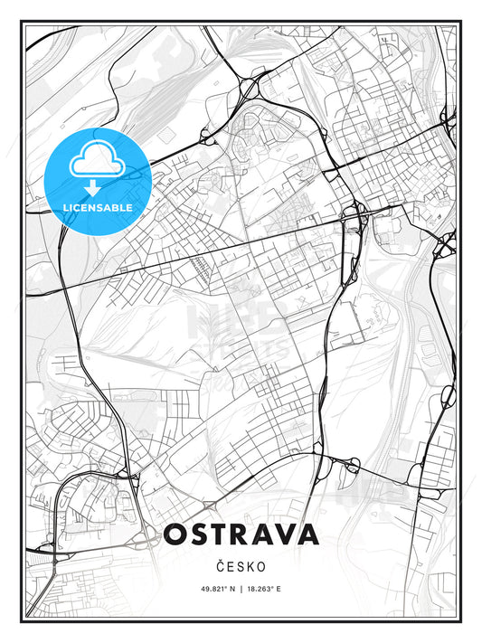Ostrava, Czechia, Modern Print Template in Various Formats - HEBSTREITS Sketches
