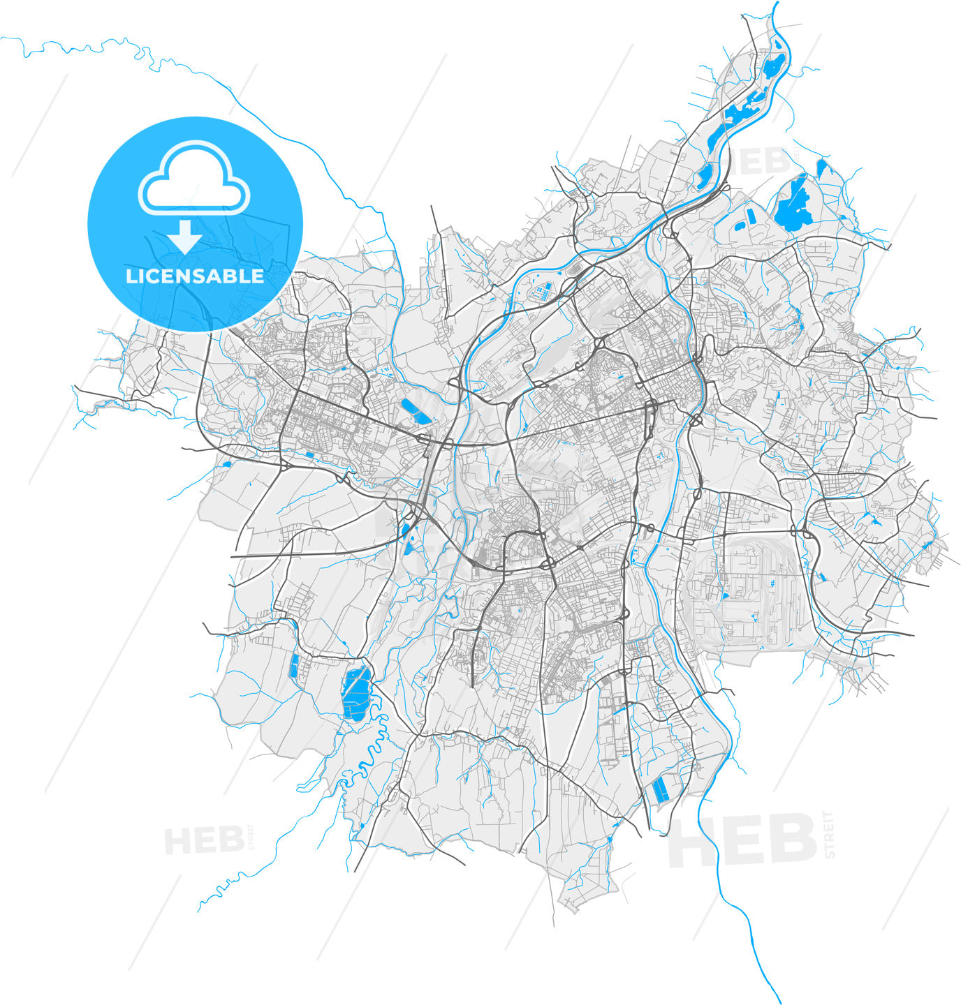 Ostrava, Czechia, high quality vector map