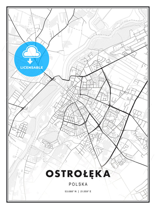Ostrołęka, Poland, Modern Print Template in Various Formats - HEBSTREITS Sketches