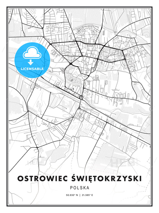 Ostrowiec Świętokrzyski, Poland, Modern Print Template in Various Formats - HEBSTREITS Sketches