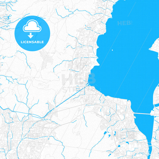 Ōtsu, Japan PDF vector map with water in focus