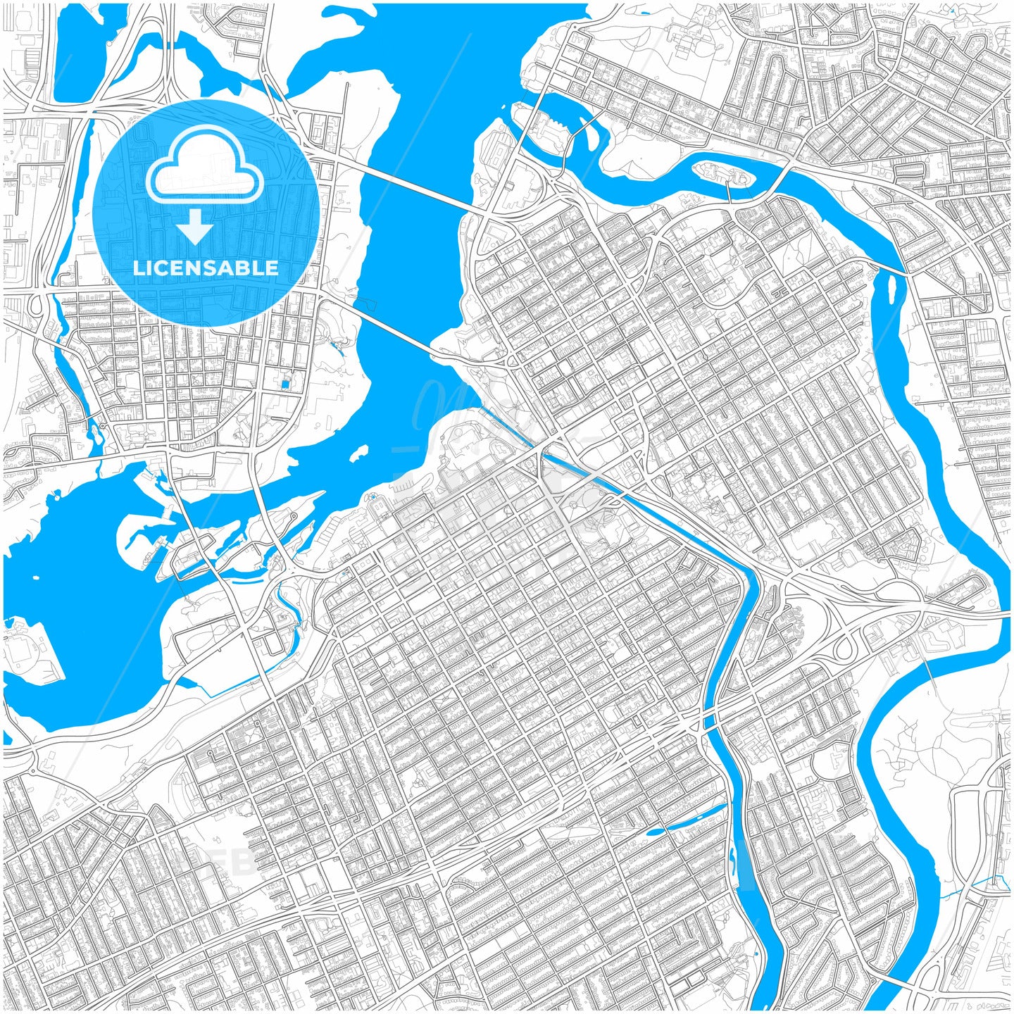 Ottawa, Ontario, Canada, city map with high quality roads.