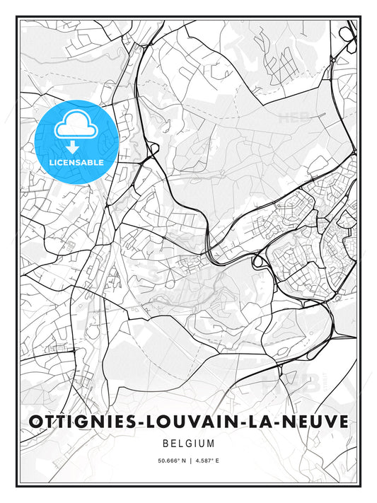 Ottignies-Louvain-la-Neuve, Belgium, Modern Print Template in Various Formats - HEBSTREITS Sketches