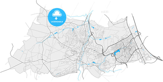 Ottignies-Louvain-la-Neuve, Walloon Brabant, Belgium, high quality vector map