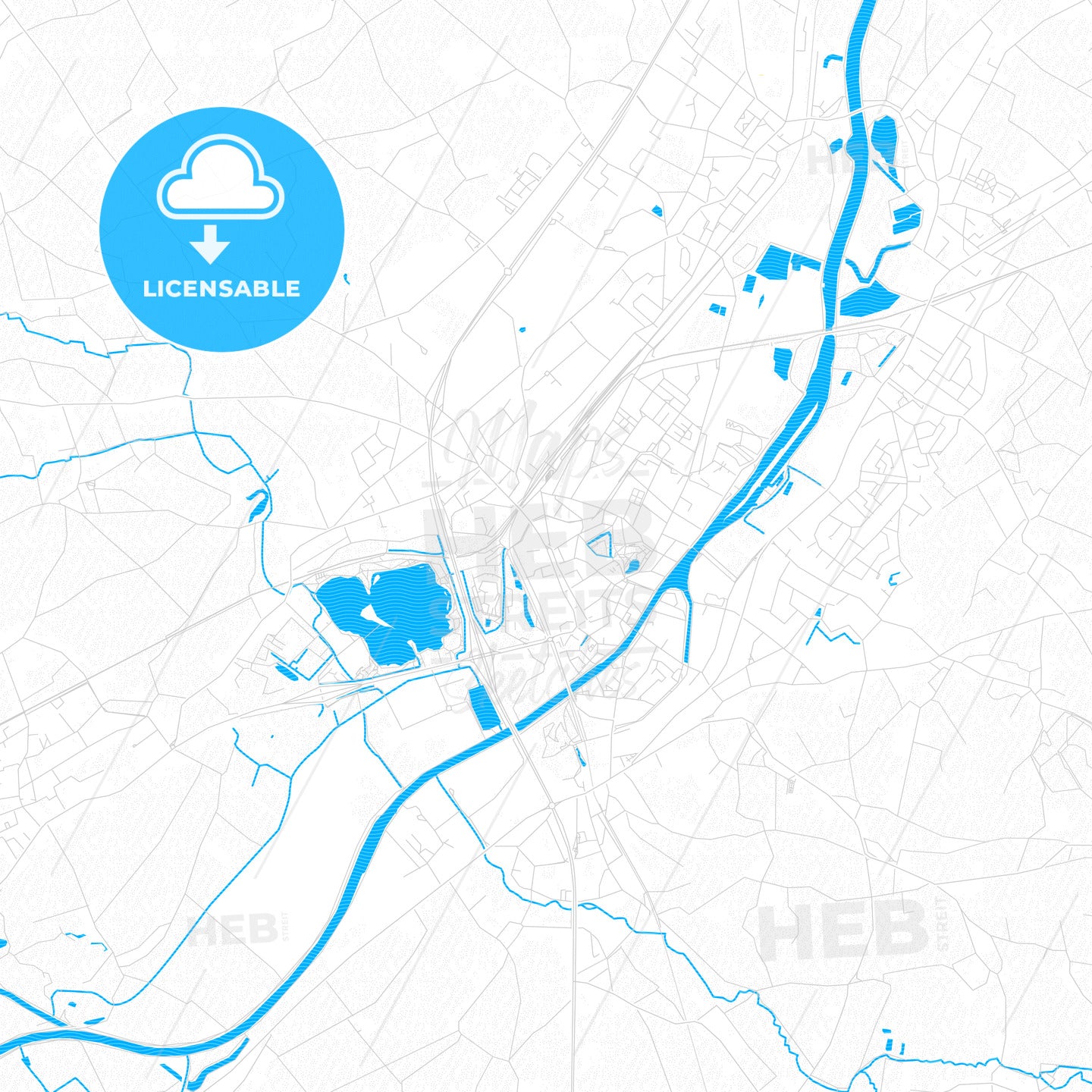 Oudenaarde, Belgium PDF vector map with water in focus