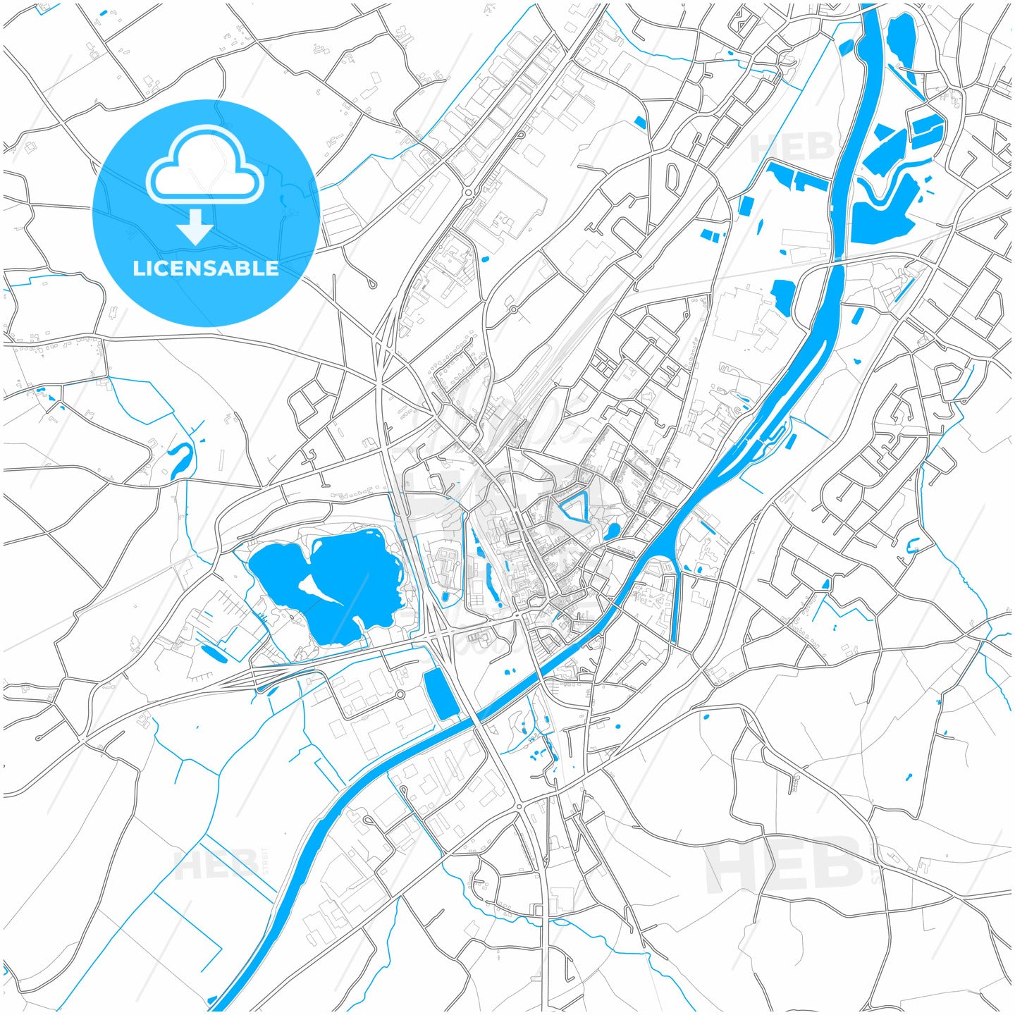 Oudenaarde, East Flanders, Belgium, city map with high quality roads.