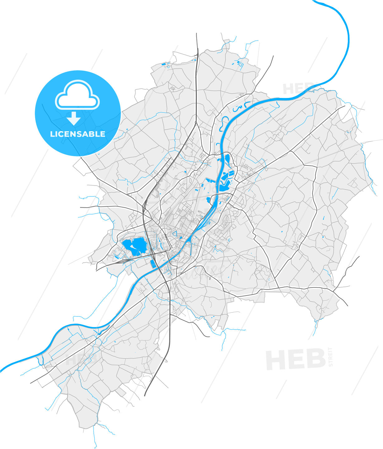 Oudenaarde, East Flanders, Belgium, high quality vector map