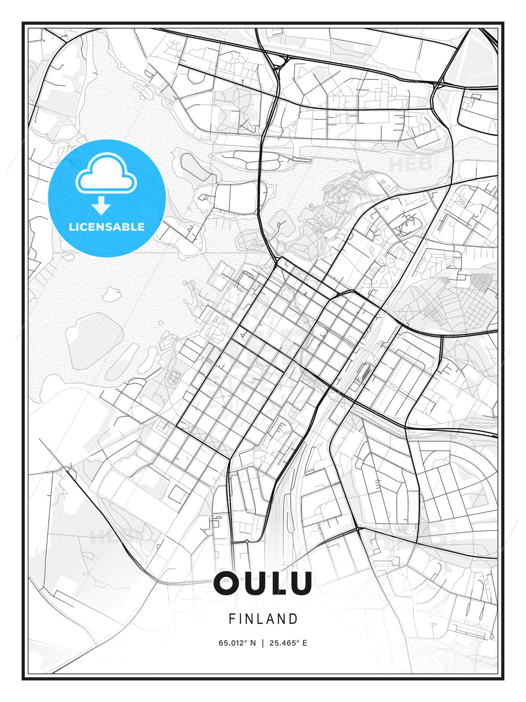 Oulu, Finland, Modern Print Template in Various Formats - HEBSTREITS Sketches