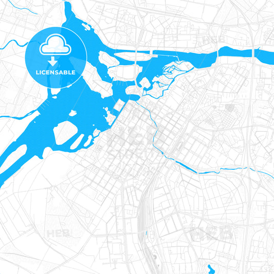Oulu, Finland PDF vector map with water in focus