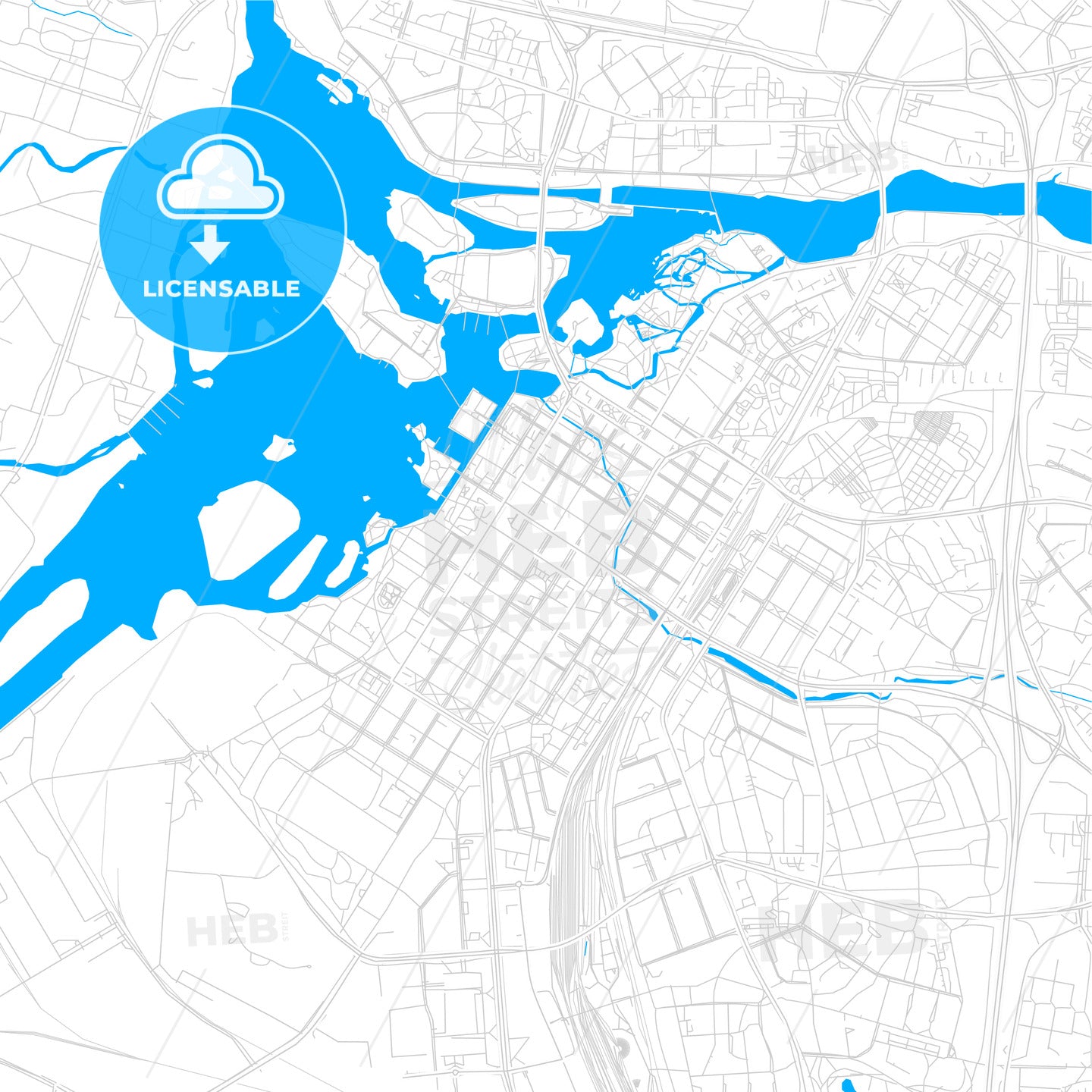 Oulu, Finland bright two-toned vector map