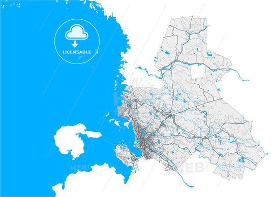 Oulu, Finland, high quality vector map