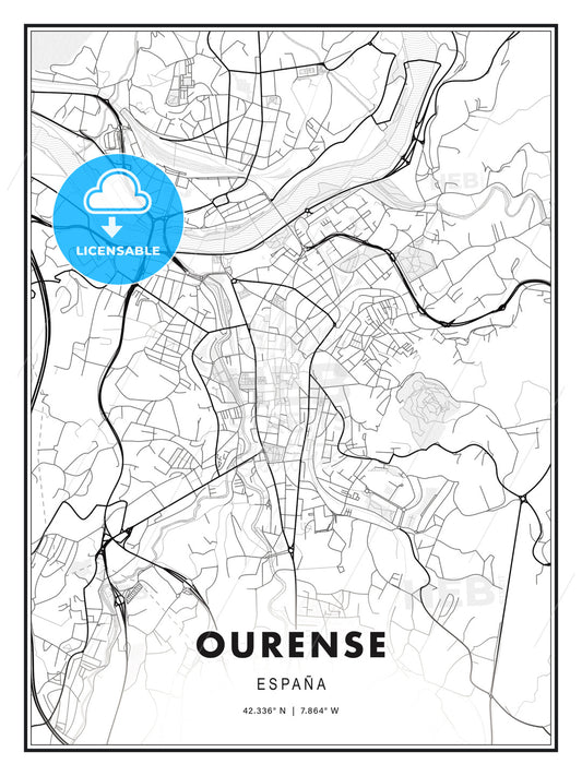 Ourense, Spain, Modern Print Template in Various Formats - HEBSTREITS Sketches
