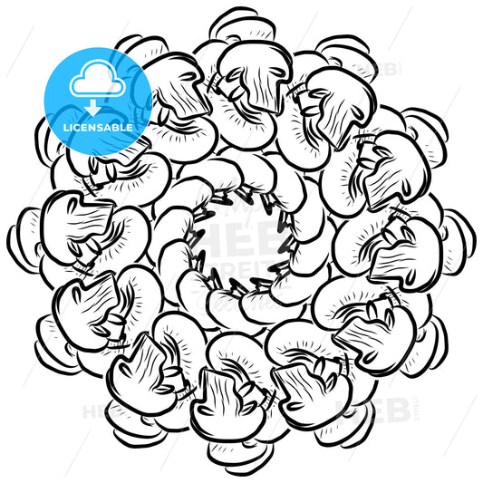Outline sketch of Mushrooms arranged in a circle – instant download