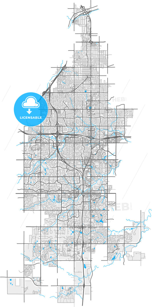 Overland Park, Kansas, United States, high quality vector map