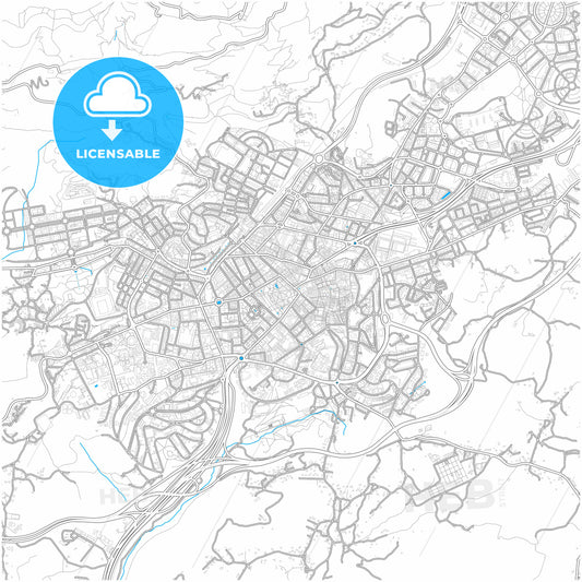 Oviedo, Asturias, Spain, city map with high quality roads.