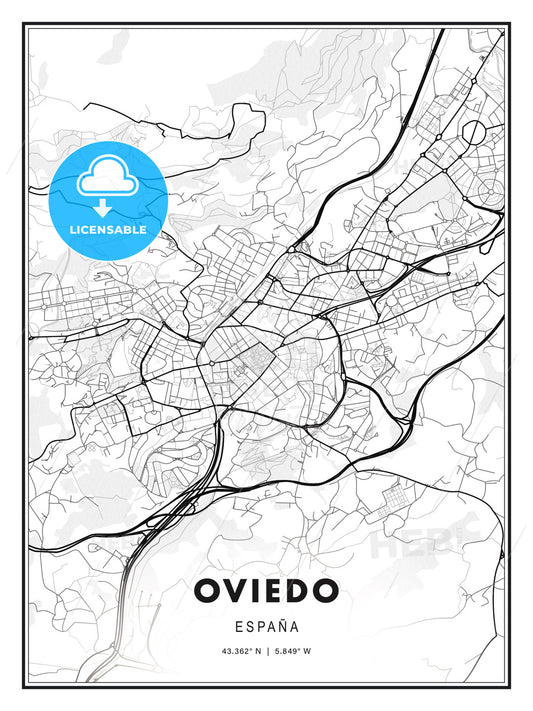 Oviedo, Spain, Modern Print Template in Various Formats - HEBSTREITS Sketches