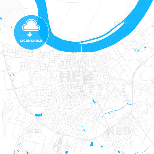 Owensboro, Kentucky, United States, PDF vector map with water in focus