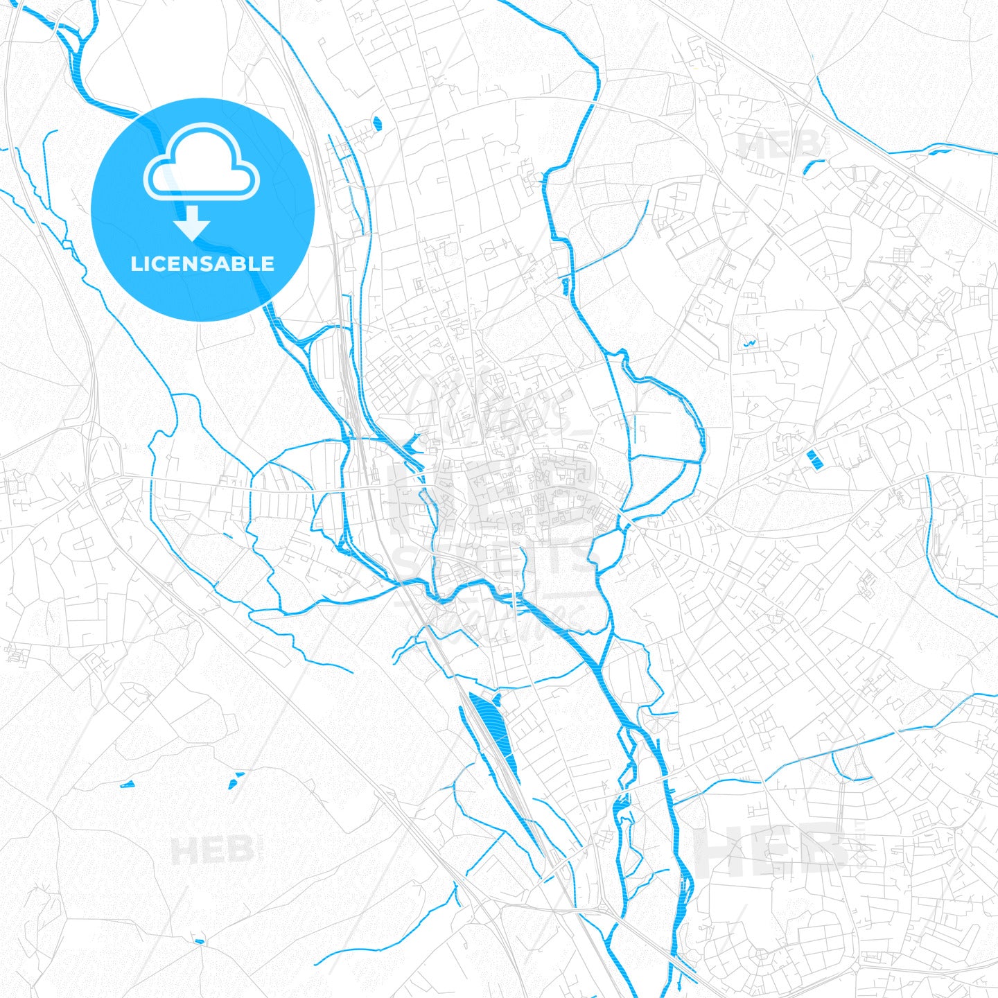Oxford, England PDF vector map with water in focus